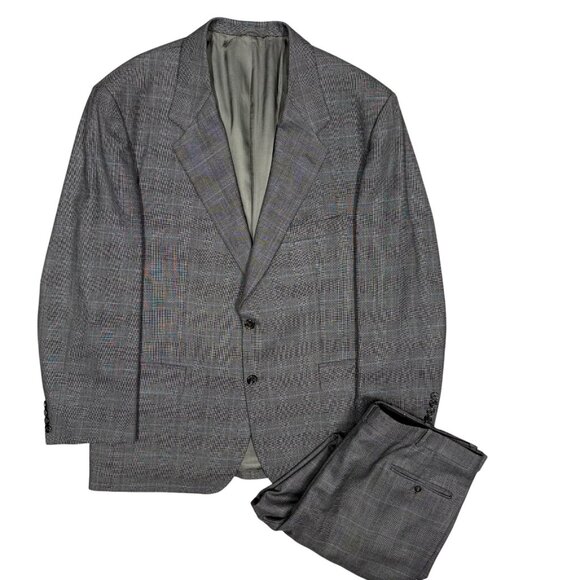 Bulloch Tailors Bespoke Suit 2pc Prince of Wales Check Grey Wool 46R 40x27 - Picture 1 of 11